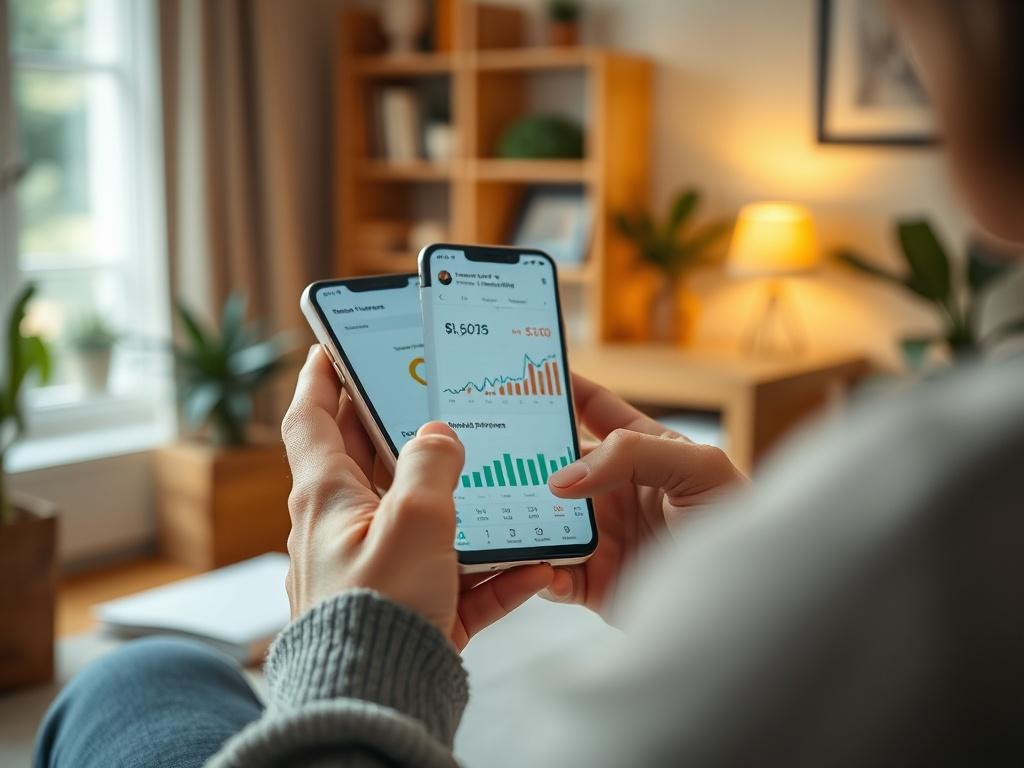 A close up shot of a person reviewing investment performance