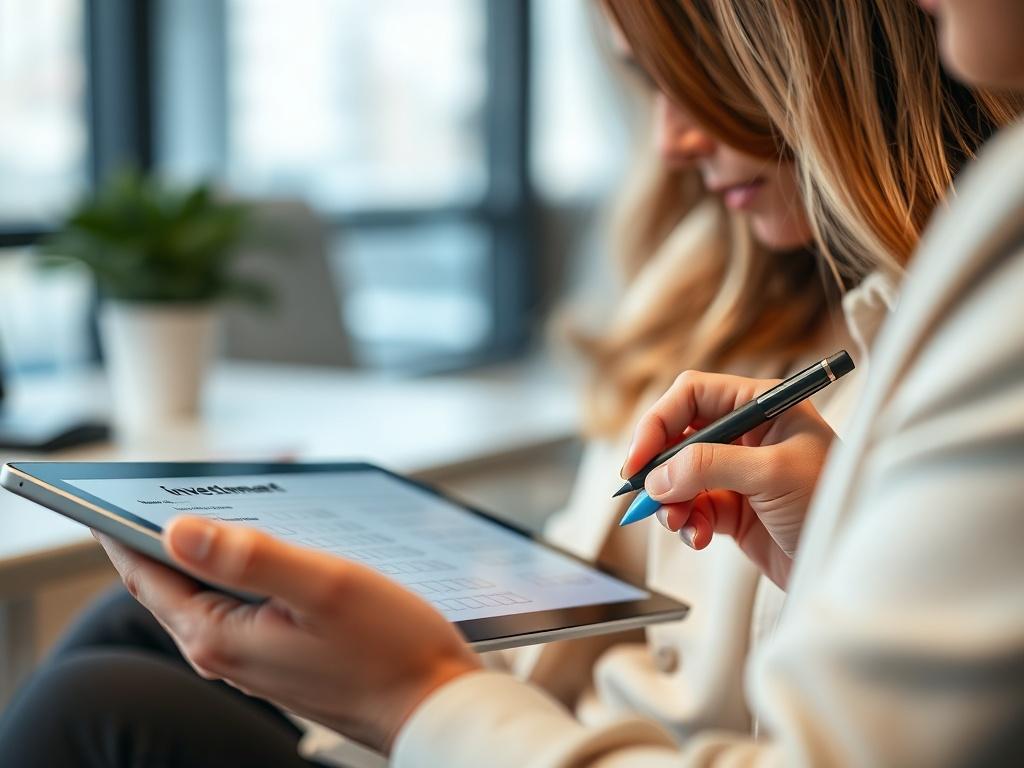 A close up shot of a person filling out an